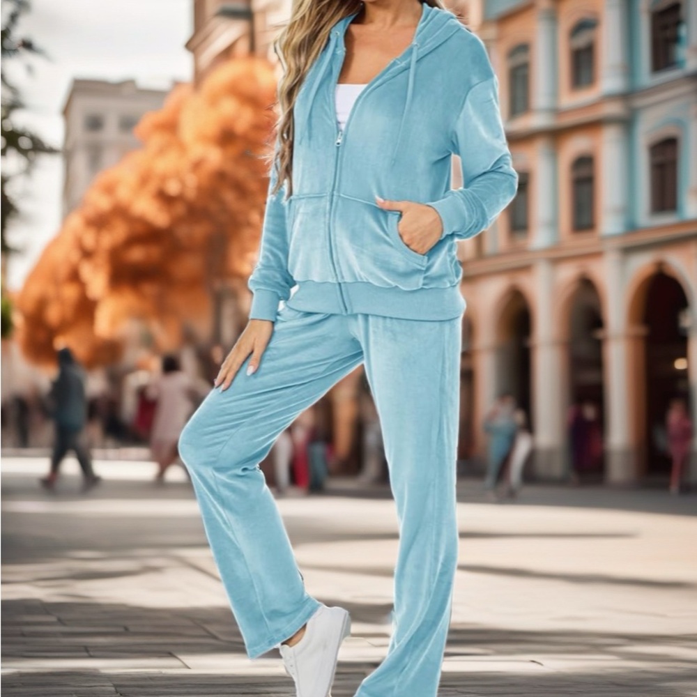 Paris Hilton Light Blue Velour Suit Jacket